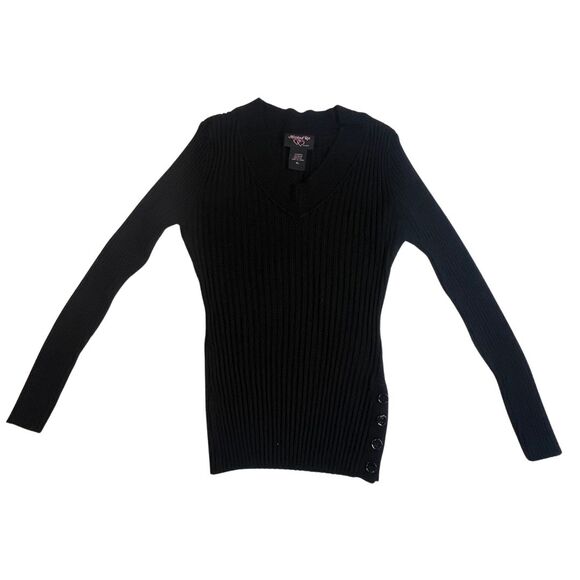 Hooked Up by IOT Sweaters - Hooked Up by IOT Sweater Juniors XL Rib Knit Preppy Classic Academic V Neck Top